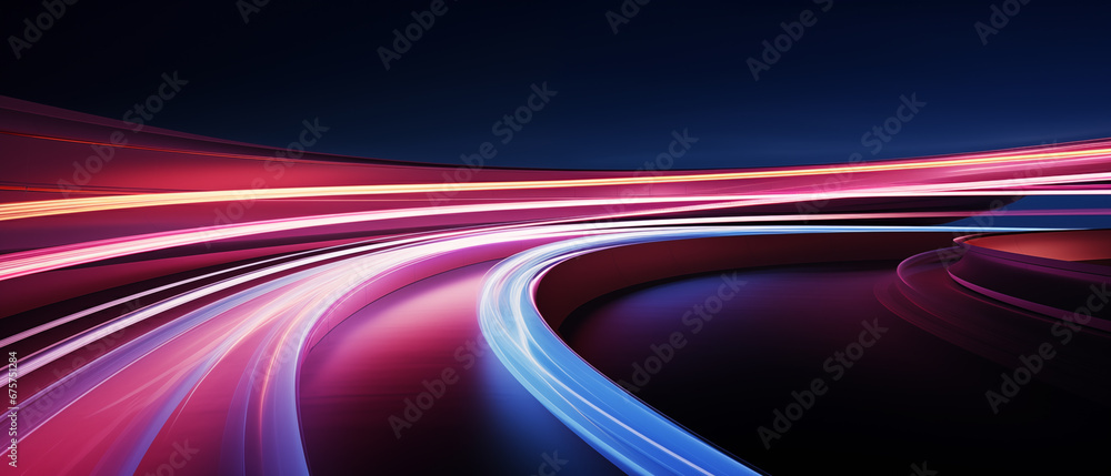abstract technical background graphic with light stripes - theme future, speed and fiber optics - obrazy, fototapety, plakaty 