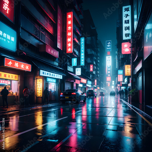 Urban Neon Enchantment  Night City Magic. generative AI