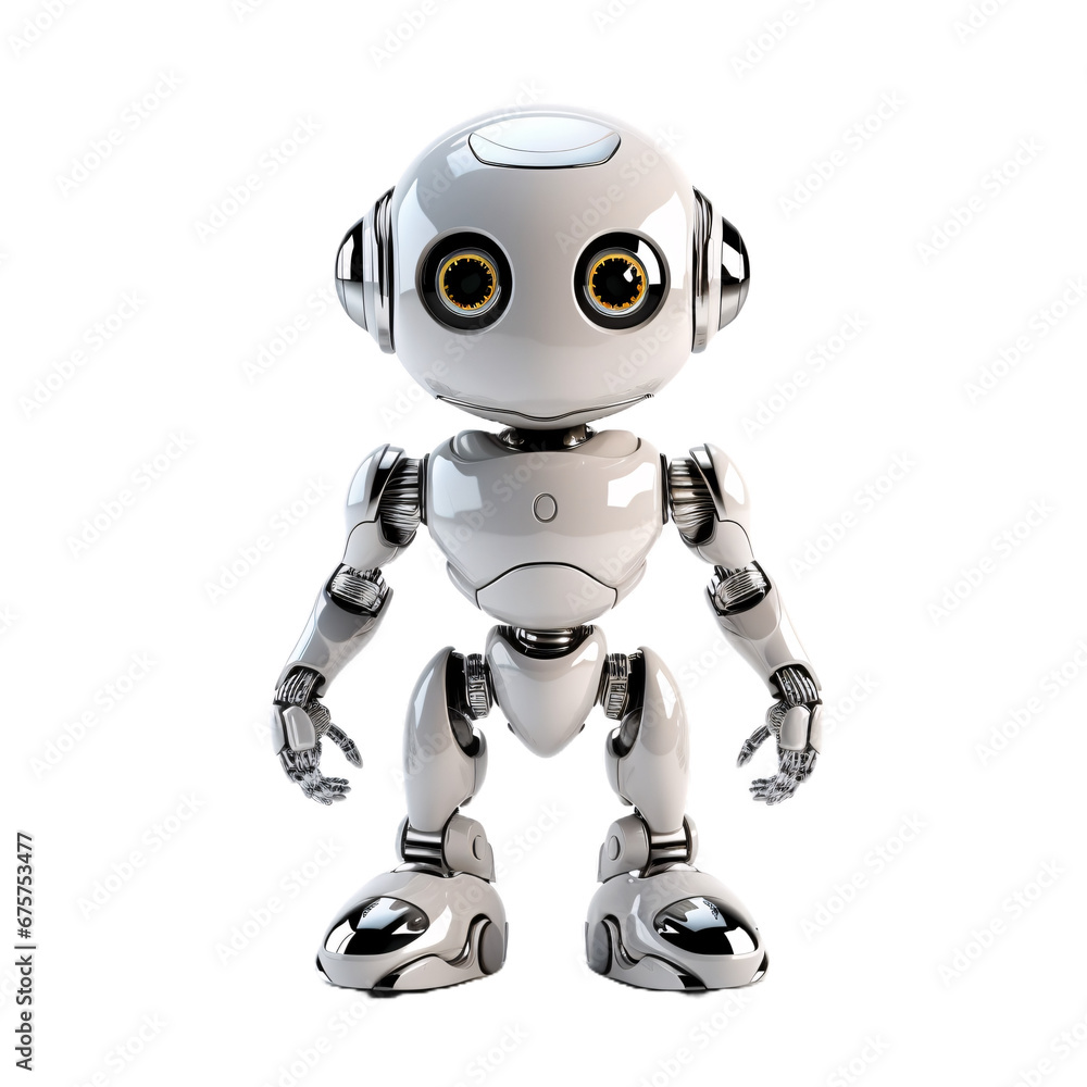 Robot android isolated on transparent white background Robot android isolated on transparent white background