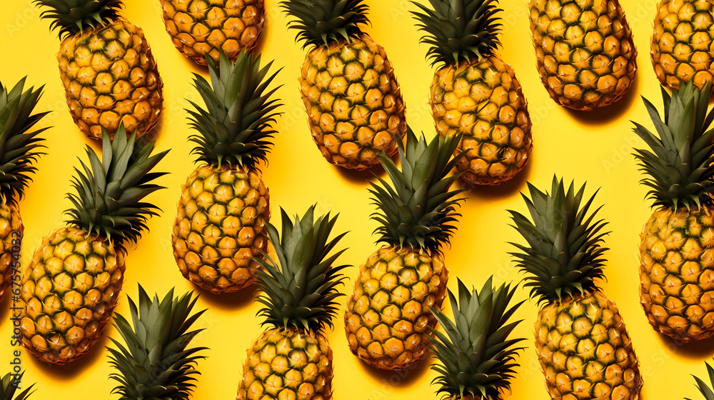 pineapples on a yellow background pineapples on a yellow background