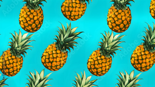 pineapples on a blue background  © Sergyi