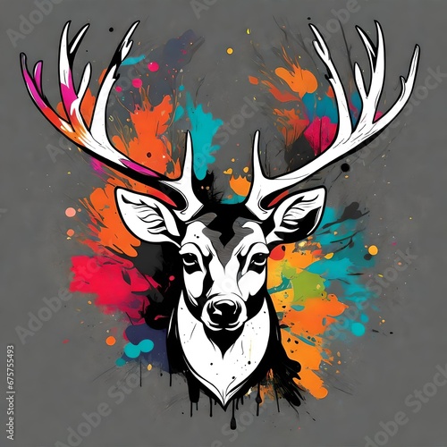 illustration of a deer with horns , vector