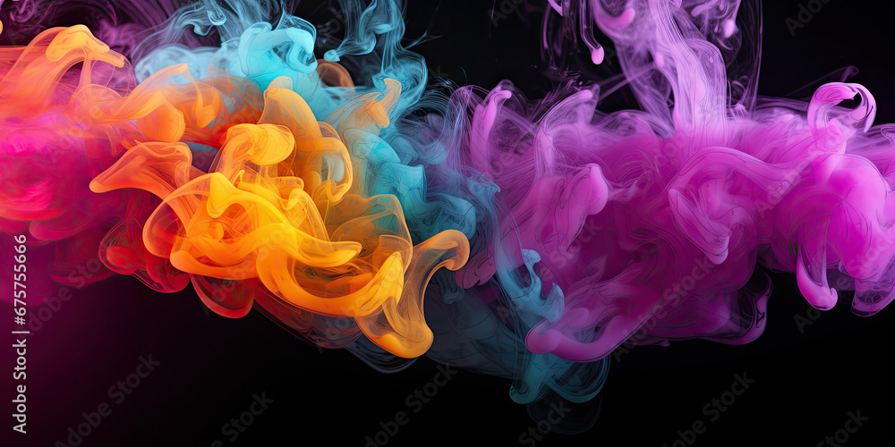 Puffs of multicolored smoke on black background Puffs of multicolored smoke on black background
