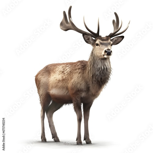 a deer with antlers standing © White