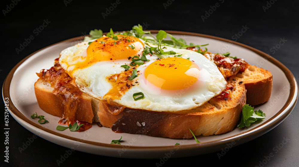 Fried egg on chilli cheese toast