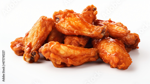 Fried chicken wings isolated on white background. photo
