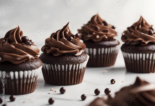 Set of chocolate cupcakes illustration