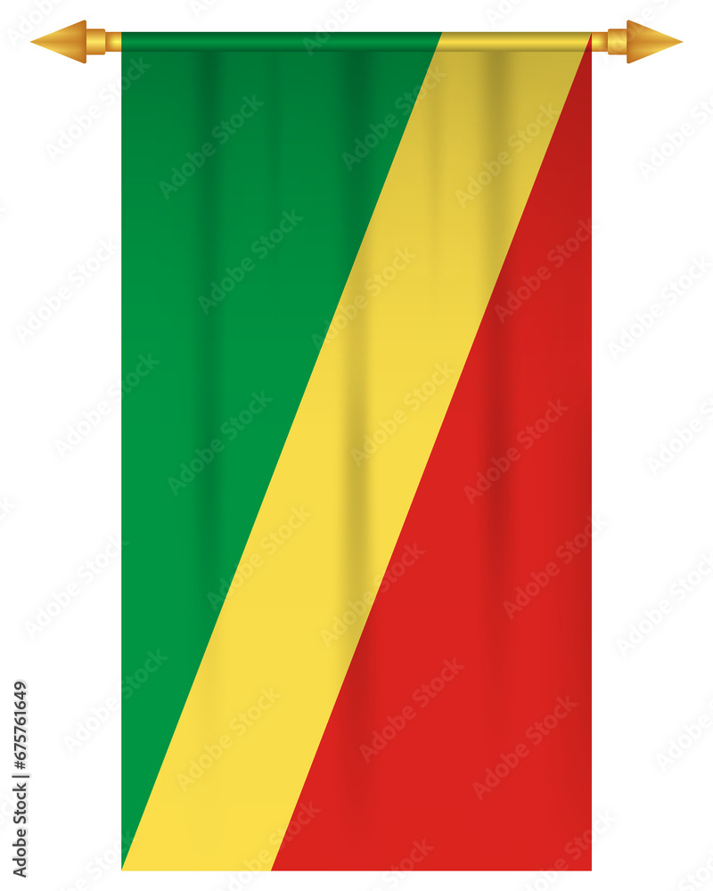 Obraz premium Republic of the Congo flag vertical pennant isolated