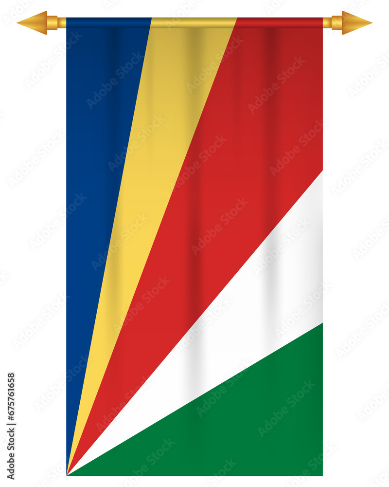 Seychelles flag vertical pennant isolated