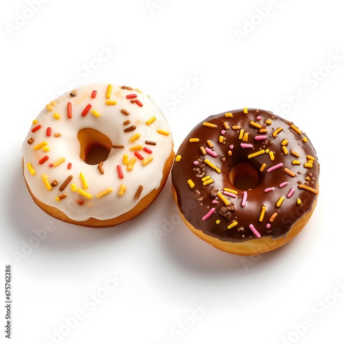 two donuts with sprinkles on them