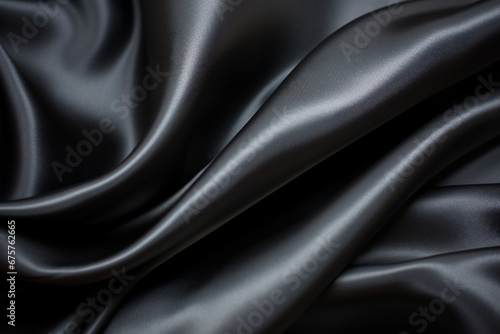 Elegant black silk fabric with a silky sheen