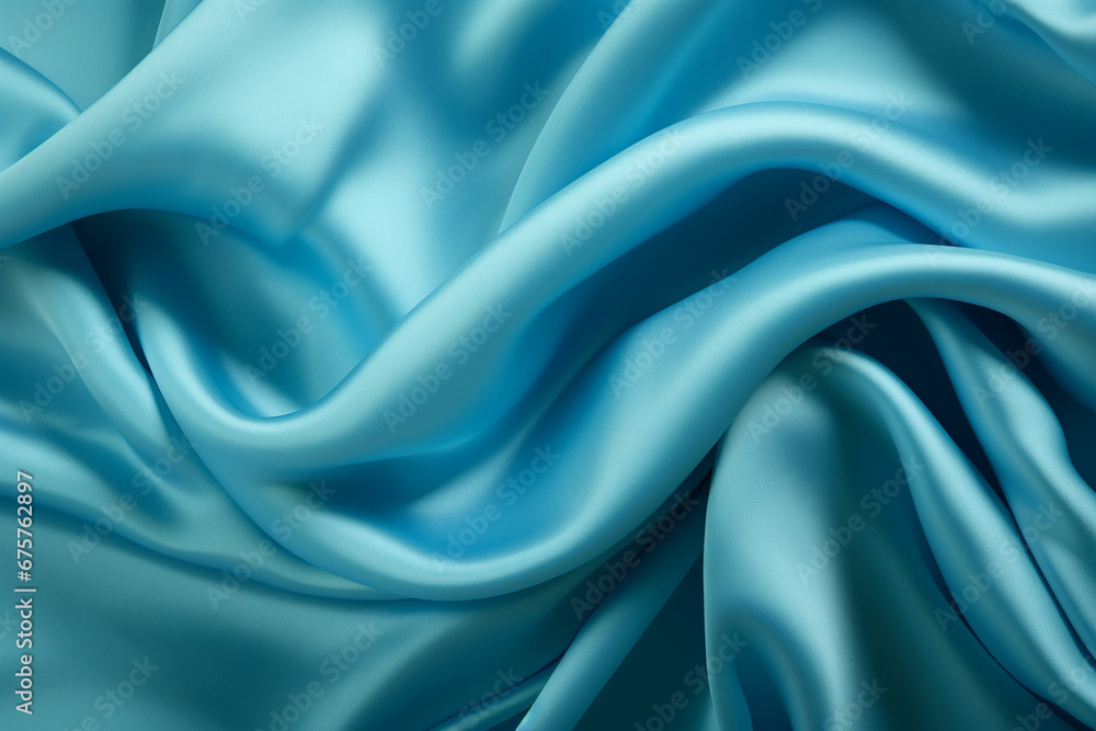 Elegant blue silk fabric with a silky sheen