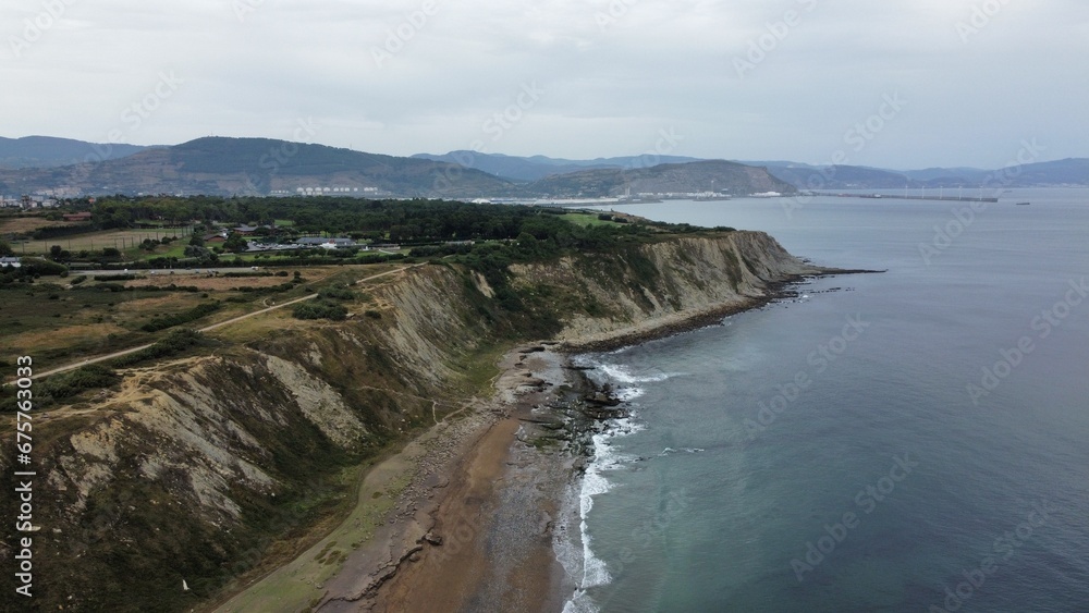 Bird views of the beach from the stone cliffs Bird views of the beach from the stone cliffs