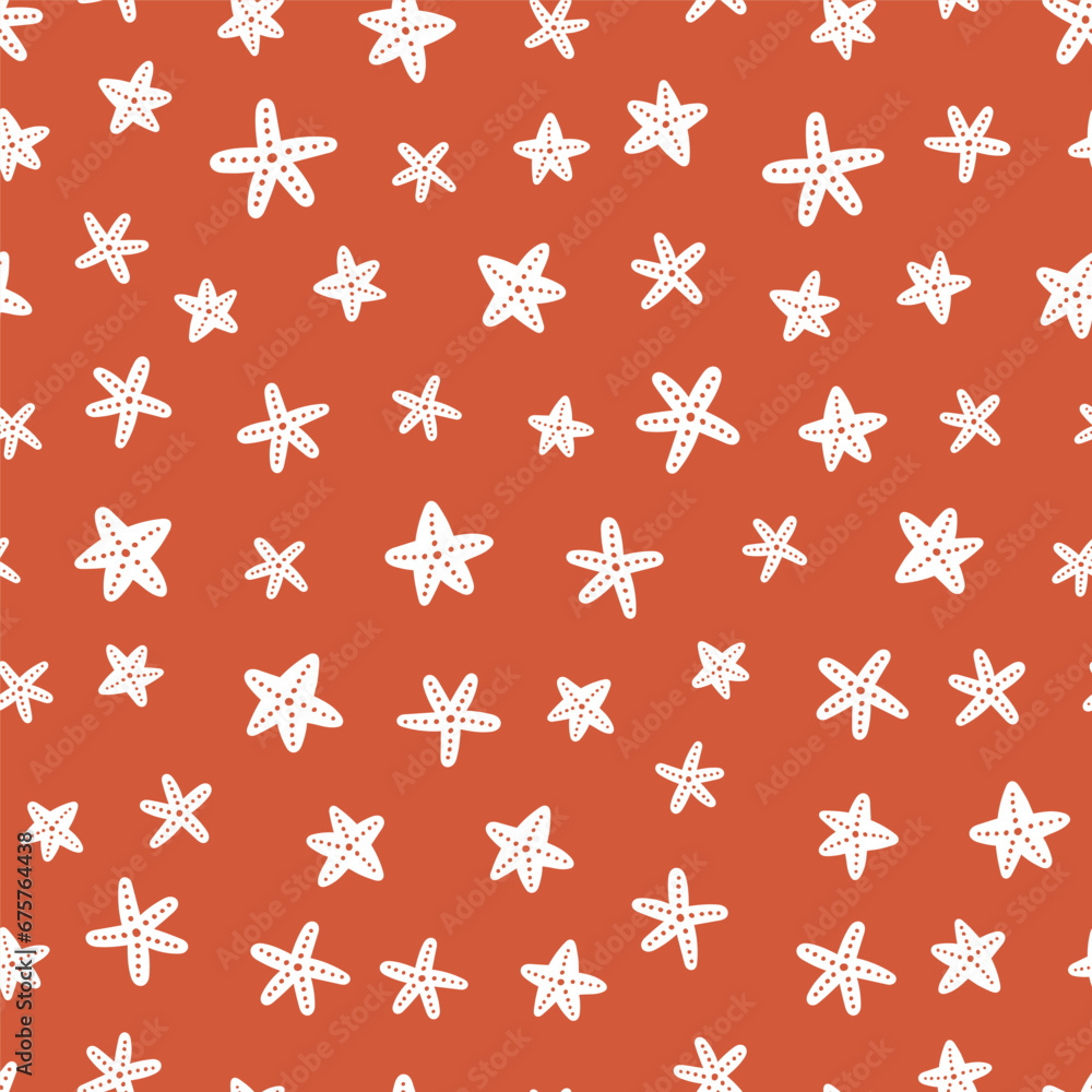 Brown seamless pattern with starfish Brown seamless pattern with starfish