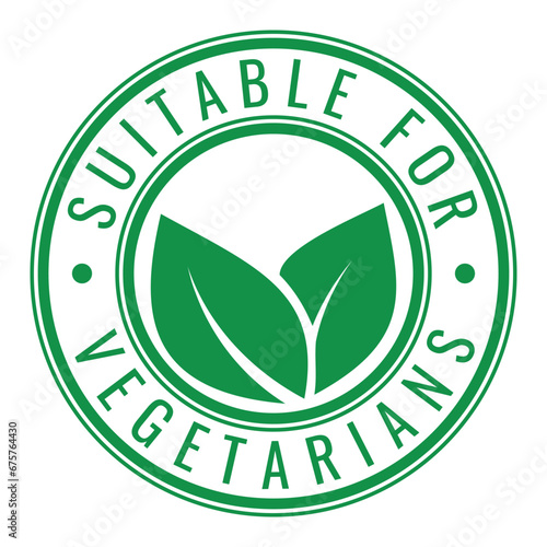 Green Isolated Suitable for Vegetarians stamp sticker with Leaves icon vector illustration photo