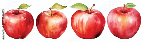 Set of Apple Watercolor Vector Illustration