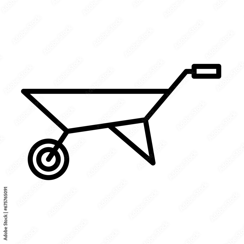 Wheelbarrow mining industry icon with black outline style. wheelbarrow, cart, transportation, wheel, tool, barrow, load. Vector Illustration Wheelbarrow mining industry icon with black outline style. wheelbarrow, cart, transportation, wheel, tool, barrow, load. Vector Illustration
