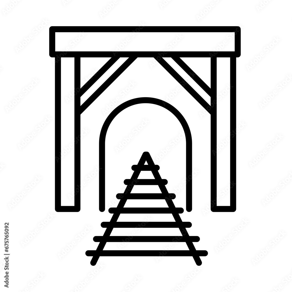 Tunnel mining industry icon with black outline style. tunnel, background, light, abstract, technology, futuristic, perspective. Vector Illustration Tunnel mining industry icon with black outline style. tunnel, background, light, abstract, technology, futuristic, perspective. Vector Illustration