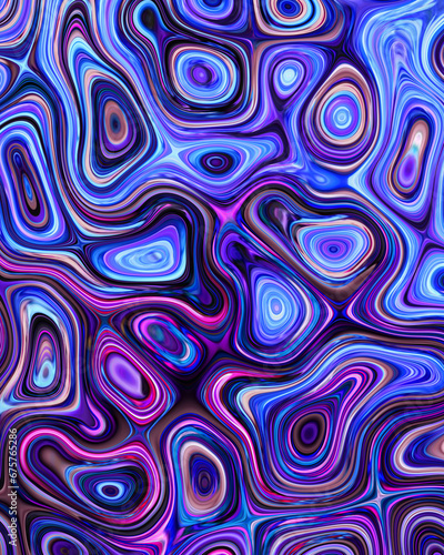 Abstract liquid space pattern art with circles and waves
