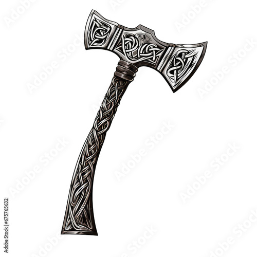 battle axe . Clipart PNG image . Transparent background . Cartoon vector style . Generative AI 