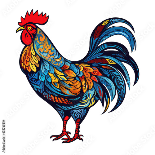 chicken rooster . Clipart PNG image . Transparent background . Cartoon vector style . Generative AI 