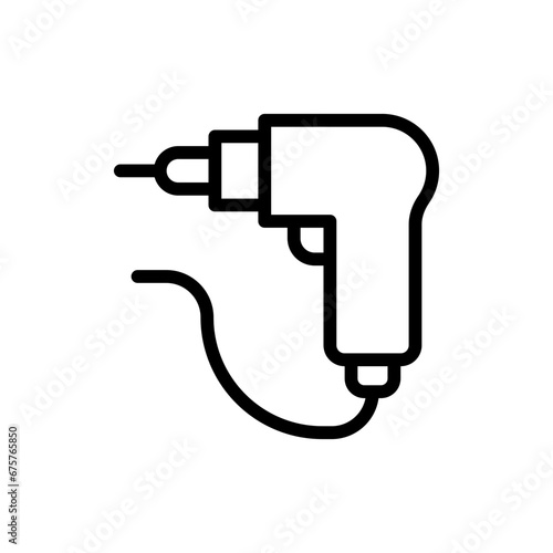 Drill machine engineering icon with black outline style. industrial, equipment, machine, drill, industry, drilling, work. Vector Illustration