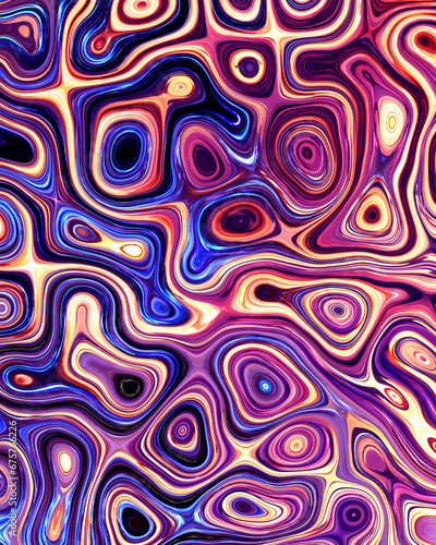 Abstract liquid space pattern art with circles and waves