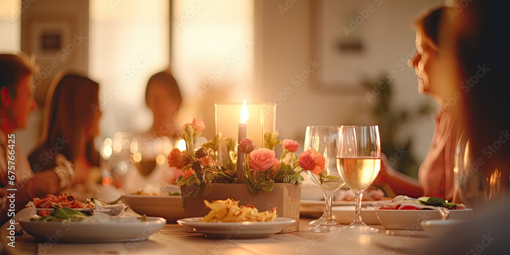 Festive dinner table setting