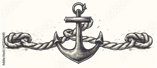 Illustrated Anchor with Vintage Retro Logo. Nautical vintage labels. photo