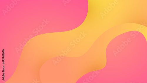 Orange and pink vector simple minimalist style banner design with waves and liquid