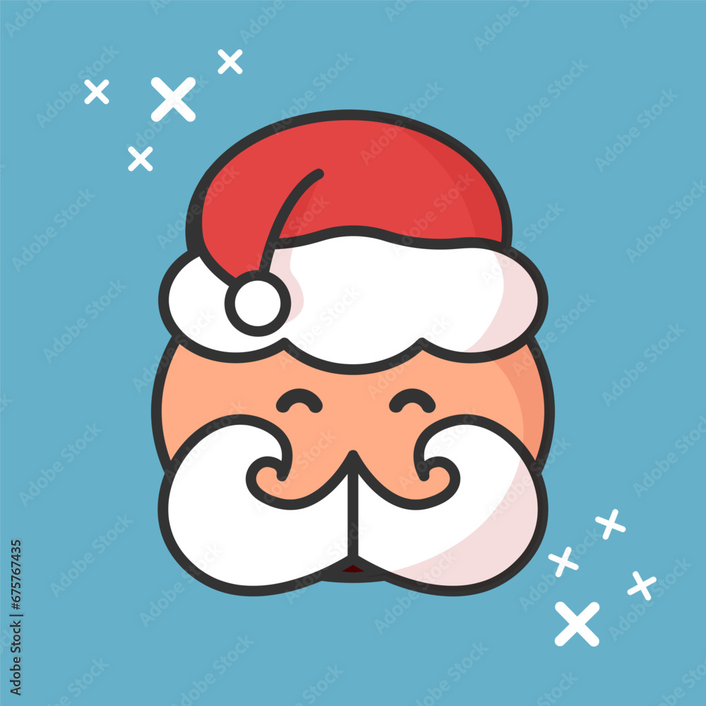 Obraz premium Cute santa claus. Icon. On a blue background. Christmas.