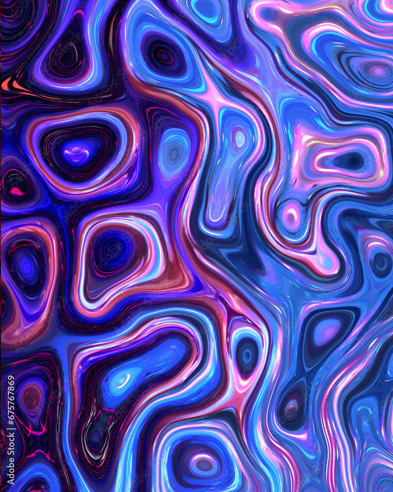 Fototapeta premium Abstract liquid space pattern art with circles and waves