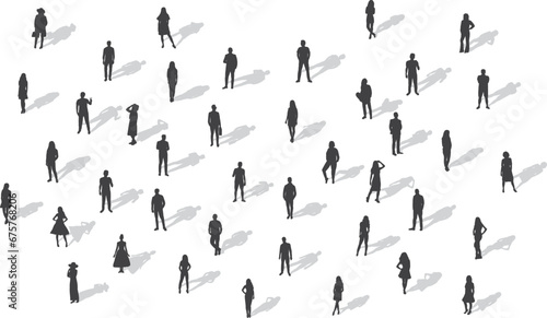 group of people silhouette, on white background vector