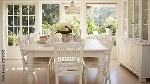 Interior design: White dining room decor