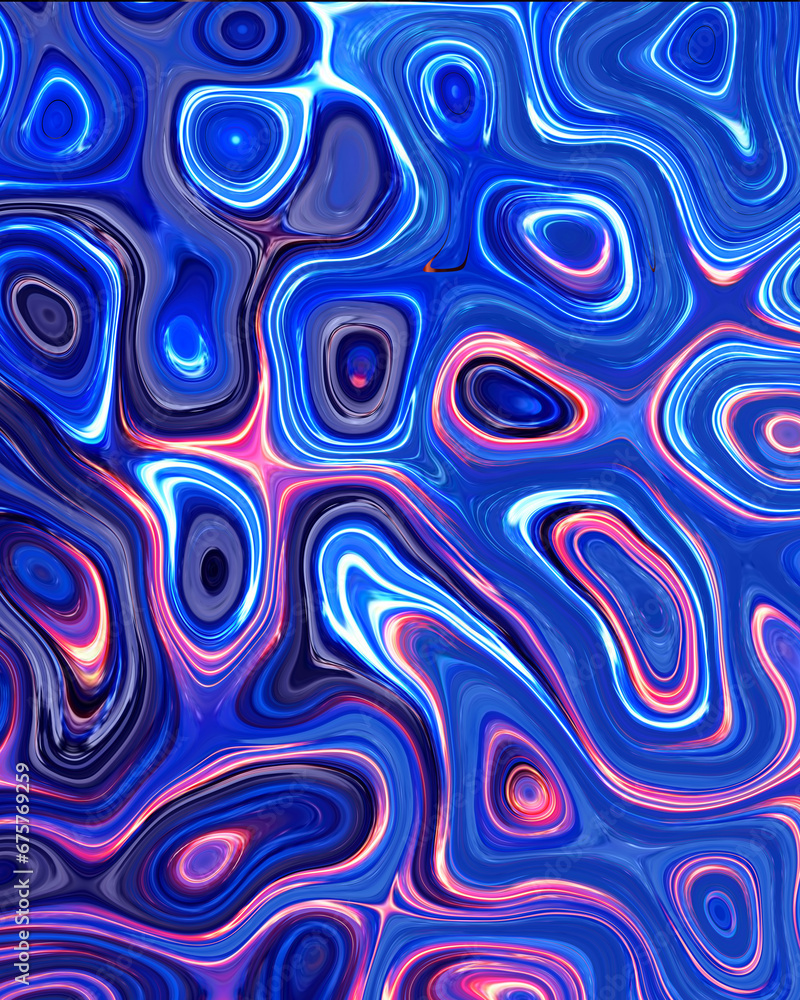 Obraz premium Abstract liquid space pattern art with circles and waves
