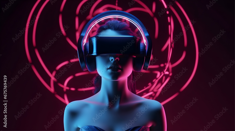 3D girl with virtual reality glasses 3D girl with virtual reality glasses