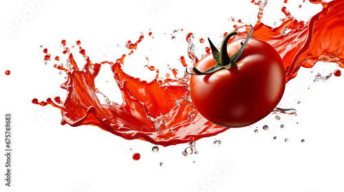 Tomato splash isolated on transparent, AI generated