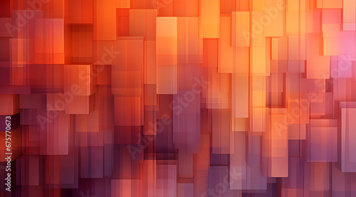 Abstract geometric background of 3D squares in shades of orange and purple.