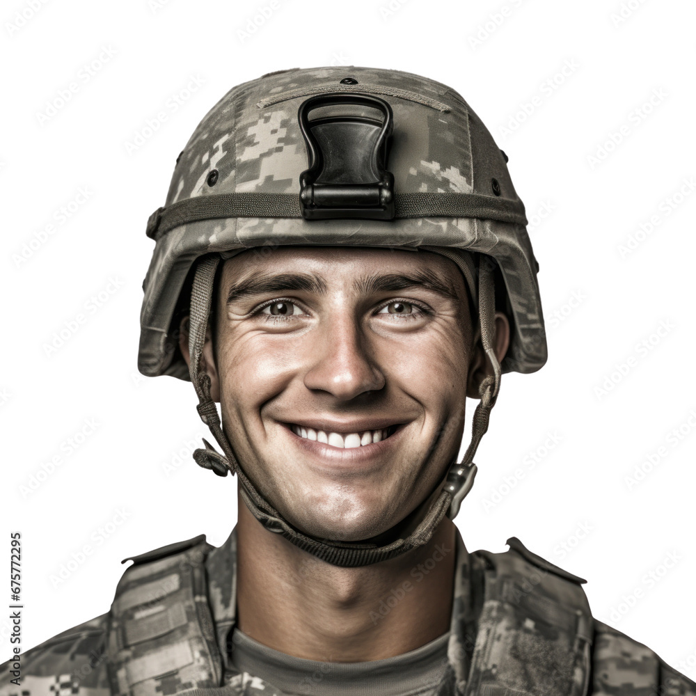portrait Soldier smile on the transparent background portrait Soldier smile on the transparent background
