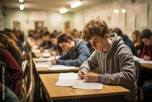 Young students taking exams in class © nataliya_ua