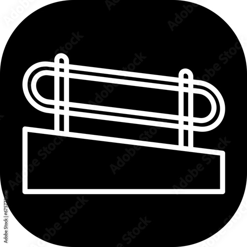 Wheelchair ramp disability icon with black filled line outline style. wheelchair, access, disability, chair, ramp, disabled, person. Vector Illustration