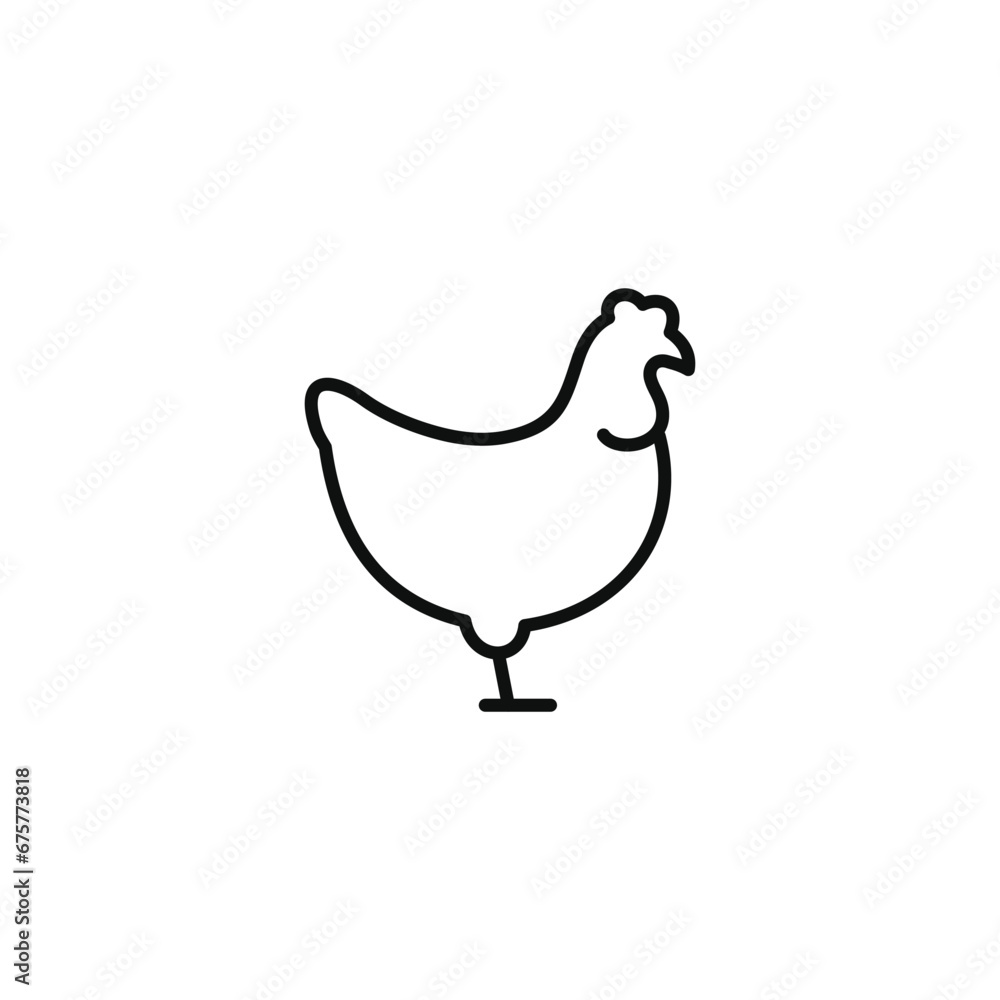 Chicken line icon isolated on white background Chicken line icon isolated on white background