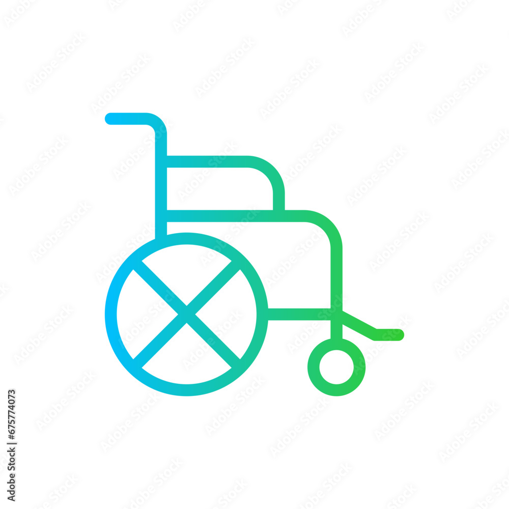 Wheelchair disability icon with blue and green gradient outline style. wheelchair, disability, disabled, person, care, people, chair. Vector Illustration Wheelchair disability icon with blue and green gradient outline style. wheelchair, disability, disabled, person, care, people, chair. Vector Illustration