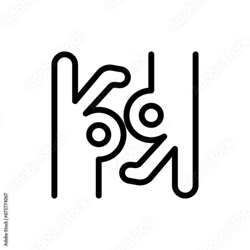 Sign language disability icon with black outline style. sign, language, deaf, hand, symbol, communication, finger. Vector Illustration