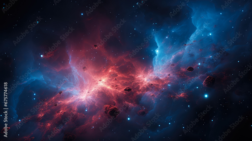 Abstract space background with stars and nebula. Colorful universe.