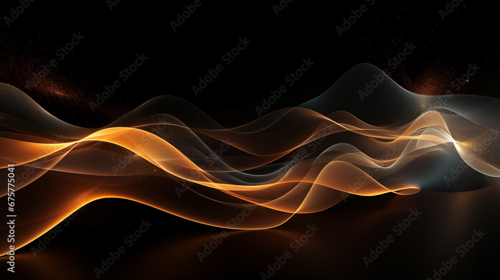 Digital gold particles wave and light with shining dots stars ,abstract background concept, Generative AI Digital gold particles wave and light with shining dots stars ,abstract background concept, Generative AI