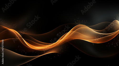 Digital gold particles wave and light with shining dots stars ,abstract background concept, Generative AI