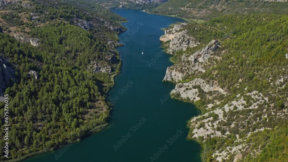 Panoramic Aerial View Of River Canyons In Krka National Park, Croatia. Panoramic Aerial View Of River Canyons In Krka National Park, Croatia.