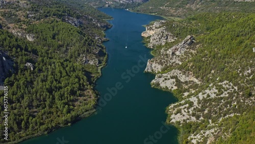 Panoramic Aerial View Of River Canyons In Krka National Park, Croatia. photo