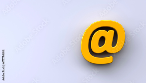 3D email sign. At symbol on white background